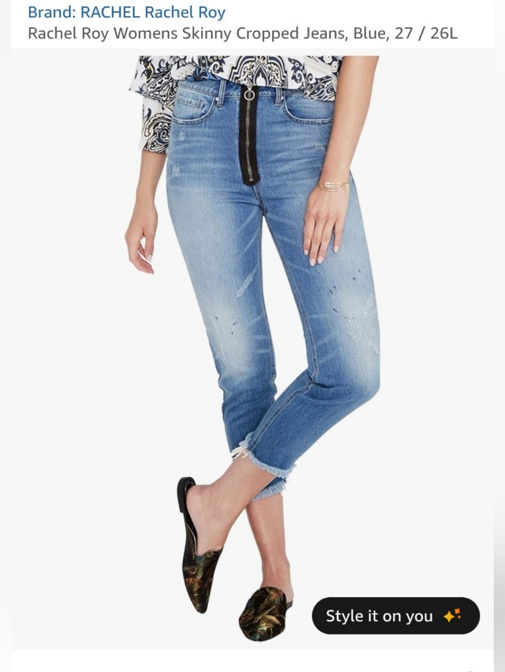 RACHEL Rachel Roy Light Blue Cropped Distressed Skinny Cropped Jeans Size 27